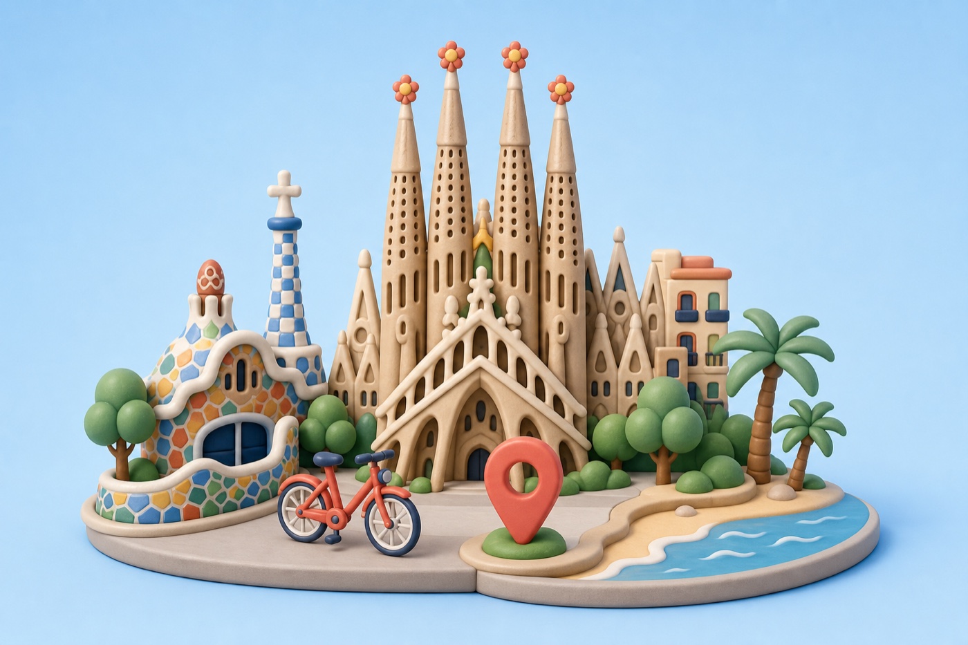 Barcelona travel miniature